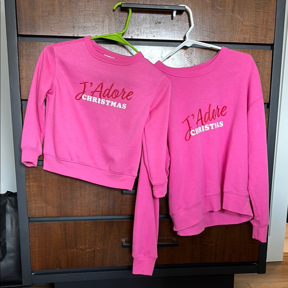 Pink Mommy and Me Christmas Sweatshirts